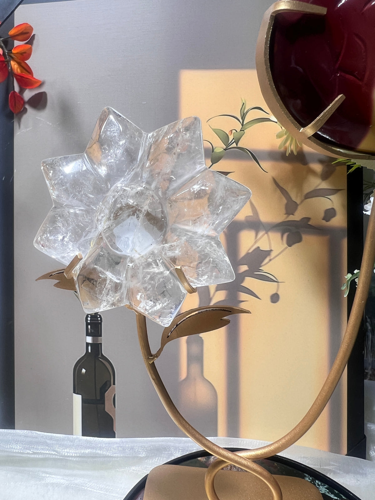 Mookite swan with quartz flower